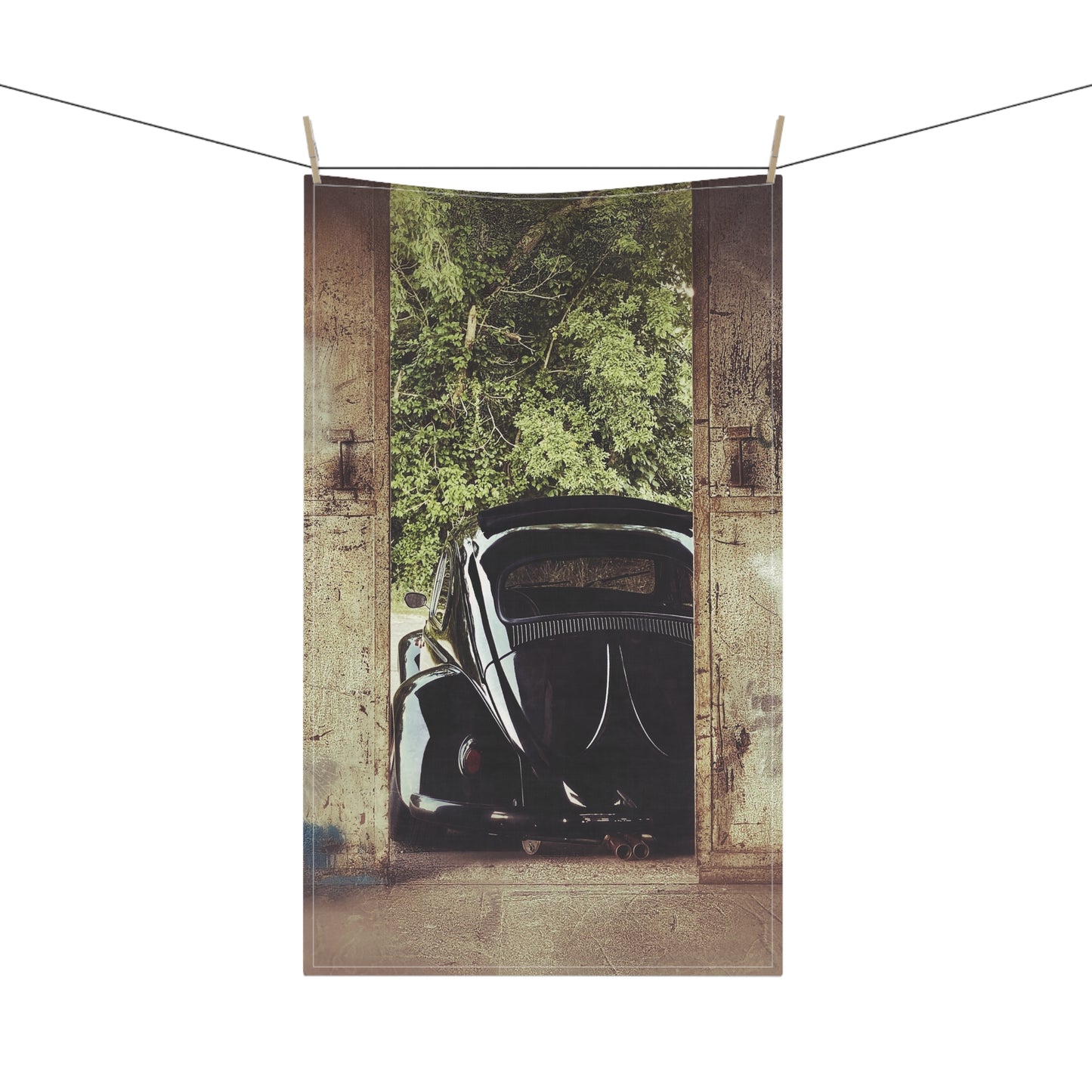 Charity 1963 Original Ragtop Beetle Cotton Twill Tea Towel (Rear View)