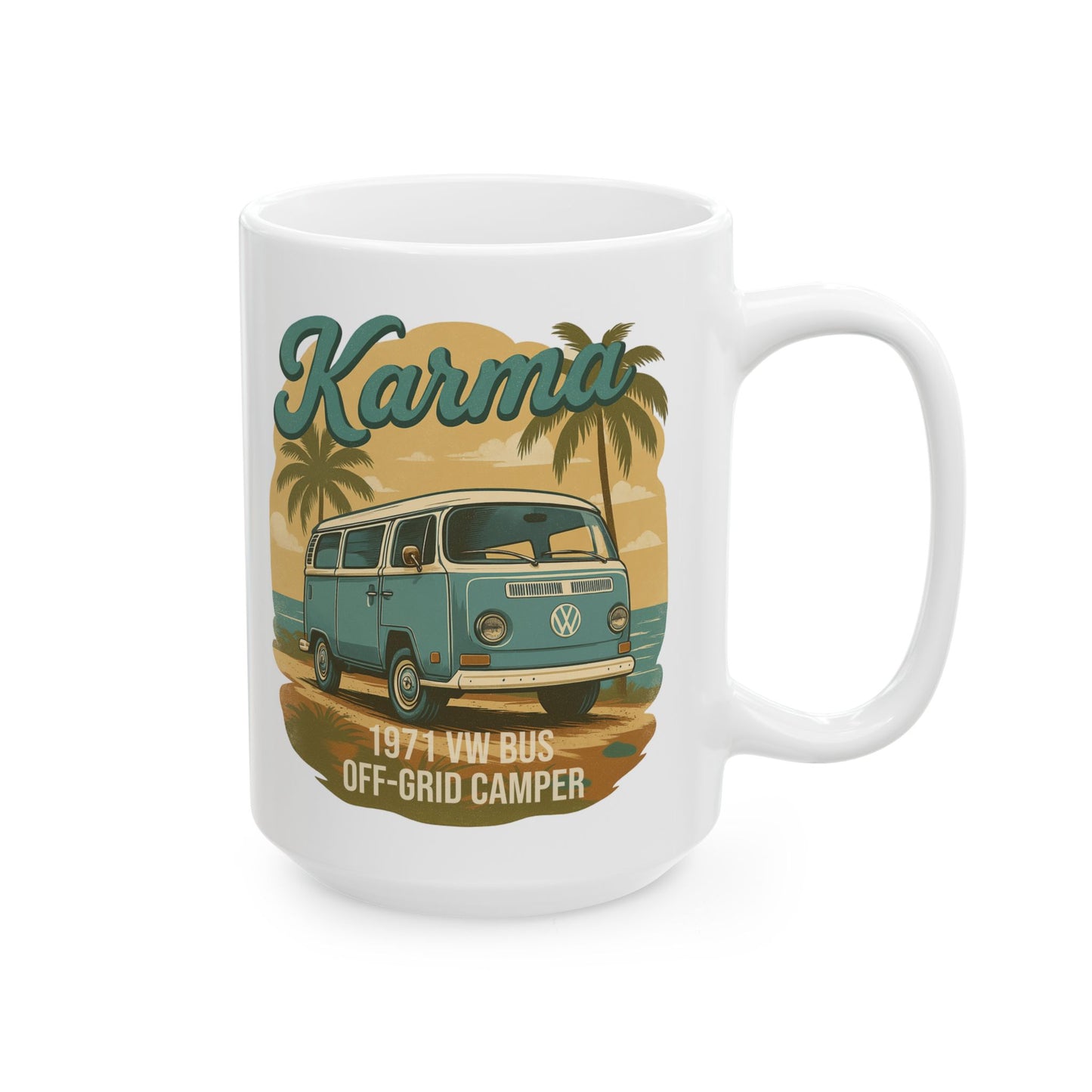 Karma 1971 VW Bus + Camping Package Ceramic Mug – Available in 11oz & 15oz
