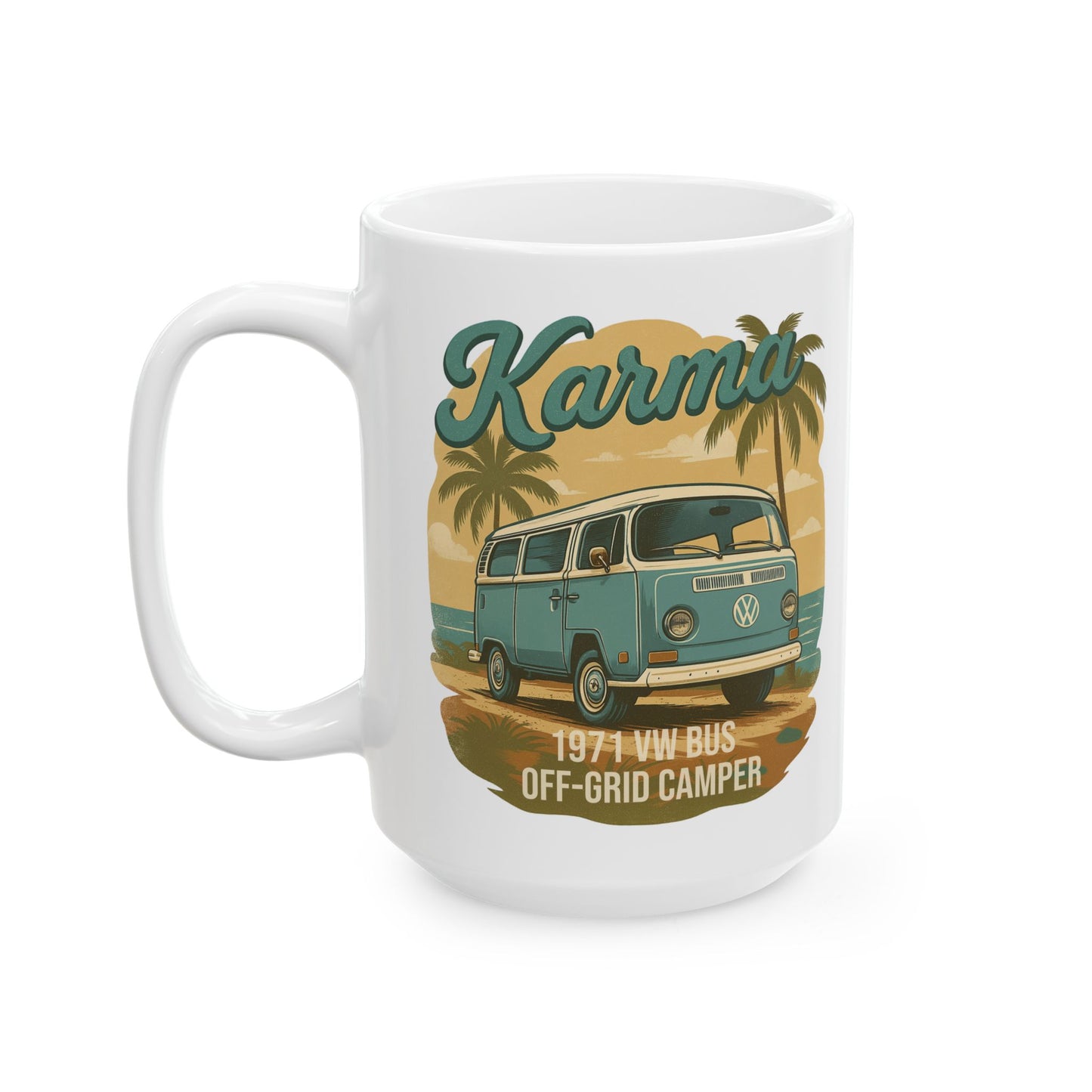 Karma 1971 VW Bus + Camping Package Ceramic Mug – Available in 11oz & 15oz
