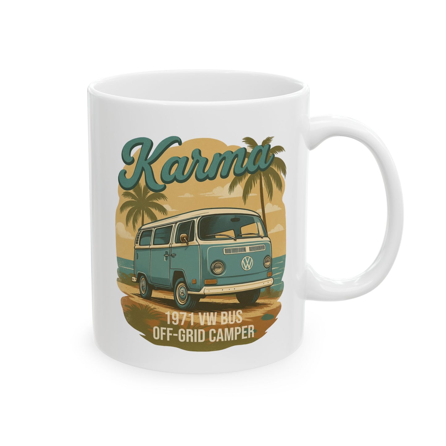 Karma 1971 VW Bus + Camping Package Ceramic Mug – Available in 11oz & 15oz