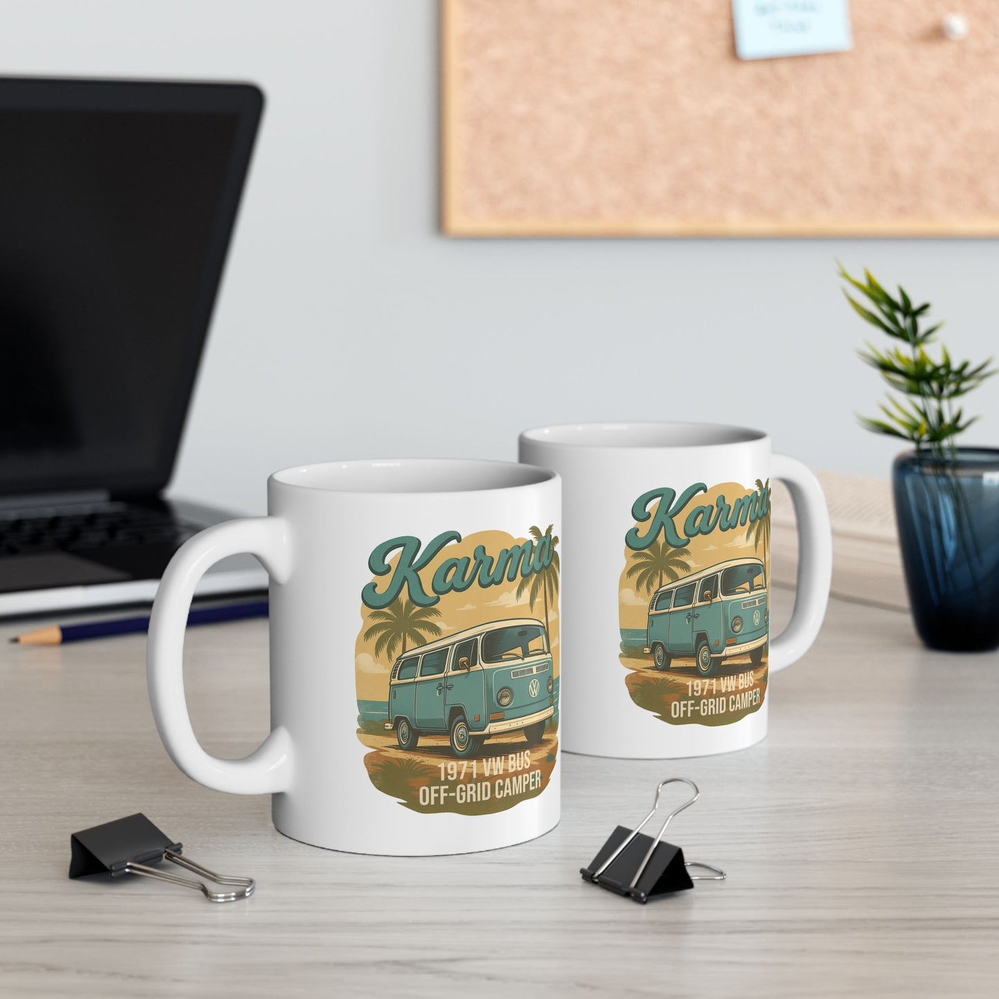 Karma 1971 VW Bus + Camping Package Ceramic Mug – Available in 11oz & 15oz