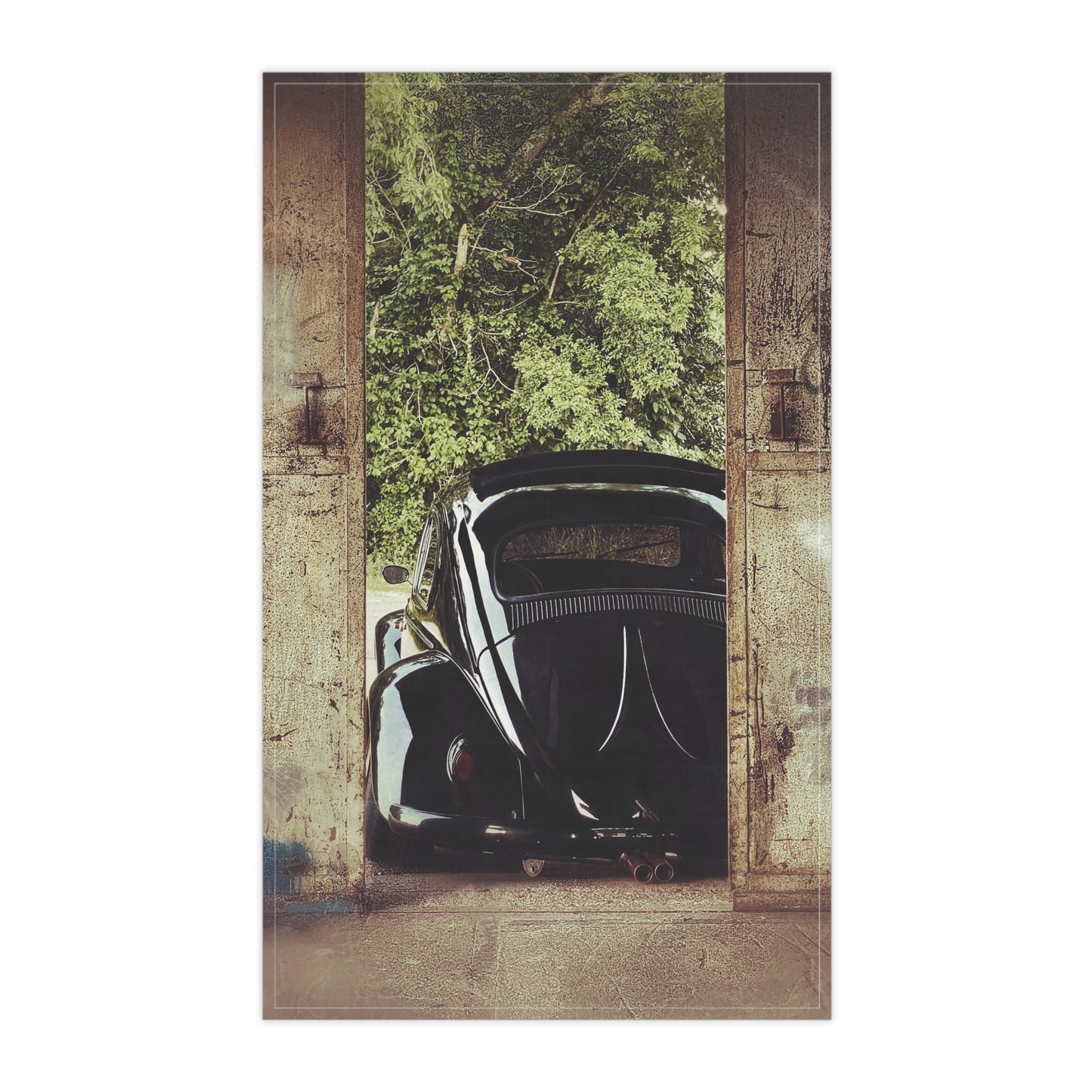 Charity 1963 Original Ragtop Beetle Cotton Twill Tea Towel (Rear View)