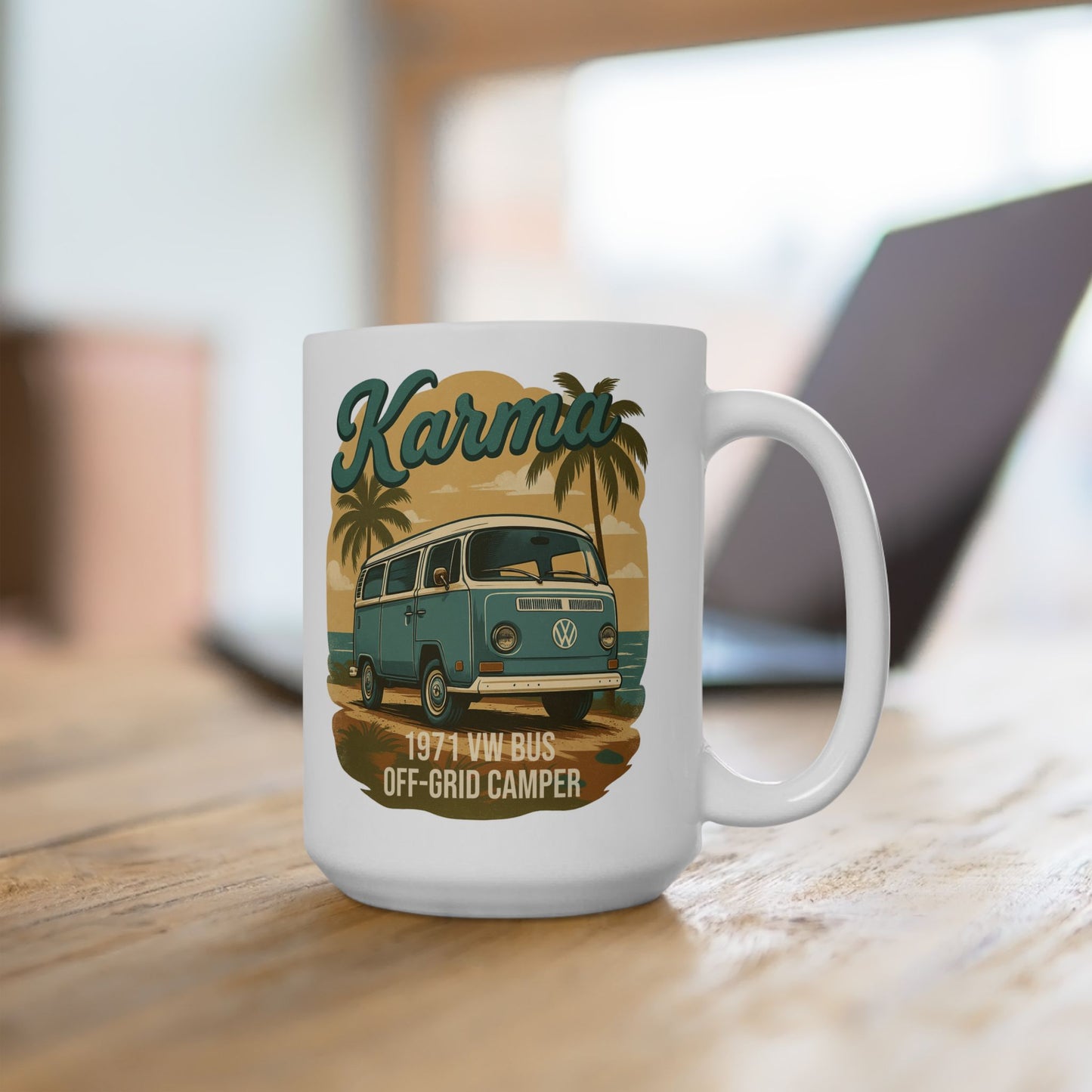 Karma 1971 VW Bus + Camping Package Ceramic Mug – Available in 11oz & 15oz