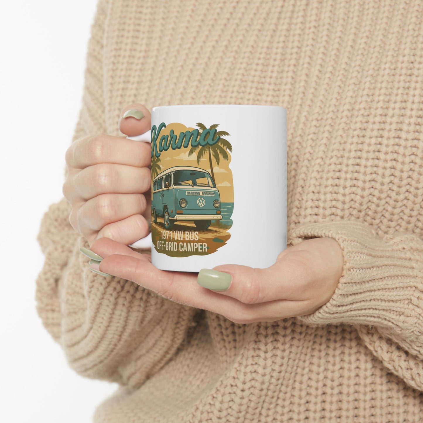 Karma 1971 VW Bus + Camping Package Ceramic Mug – Available in 11oz & 15oz
