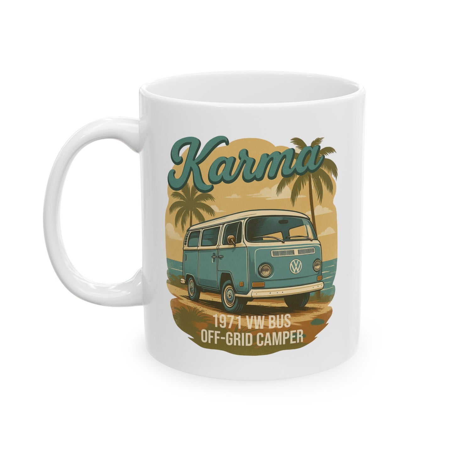 Karma 1971 VW Bus + Camping Package Ceramic Mug – Available in 11oz & 15oz