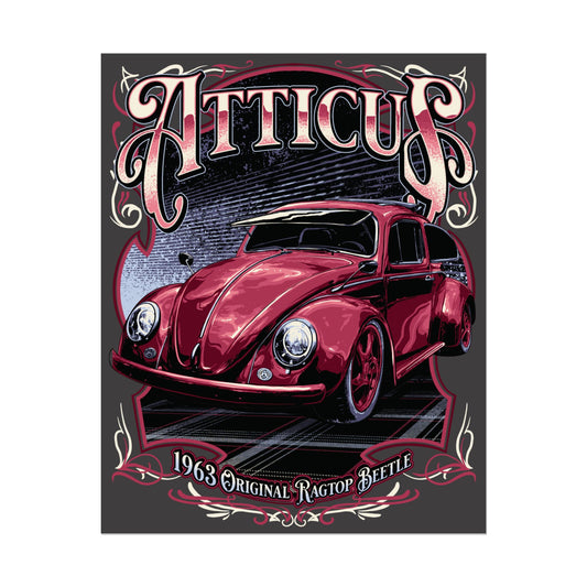 Atticus Illustration 1963 Original Ragtop Beetle 16x20” Poster