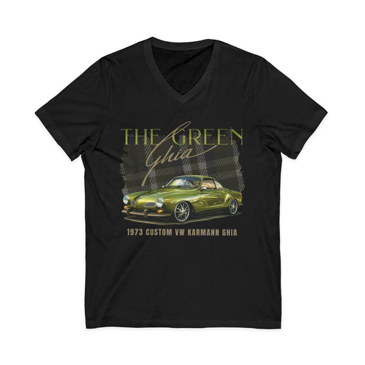The Green Ghia 1973 Custom Karmann Ghia V-Neck T-Shirt