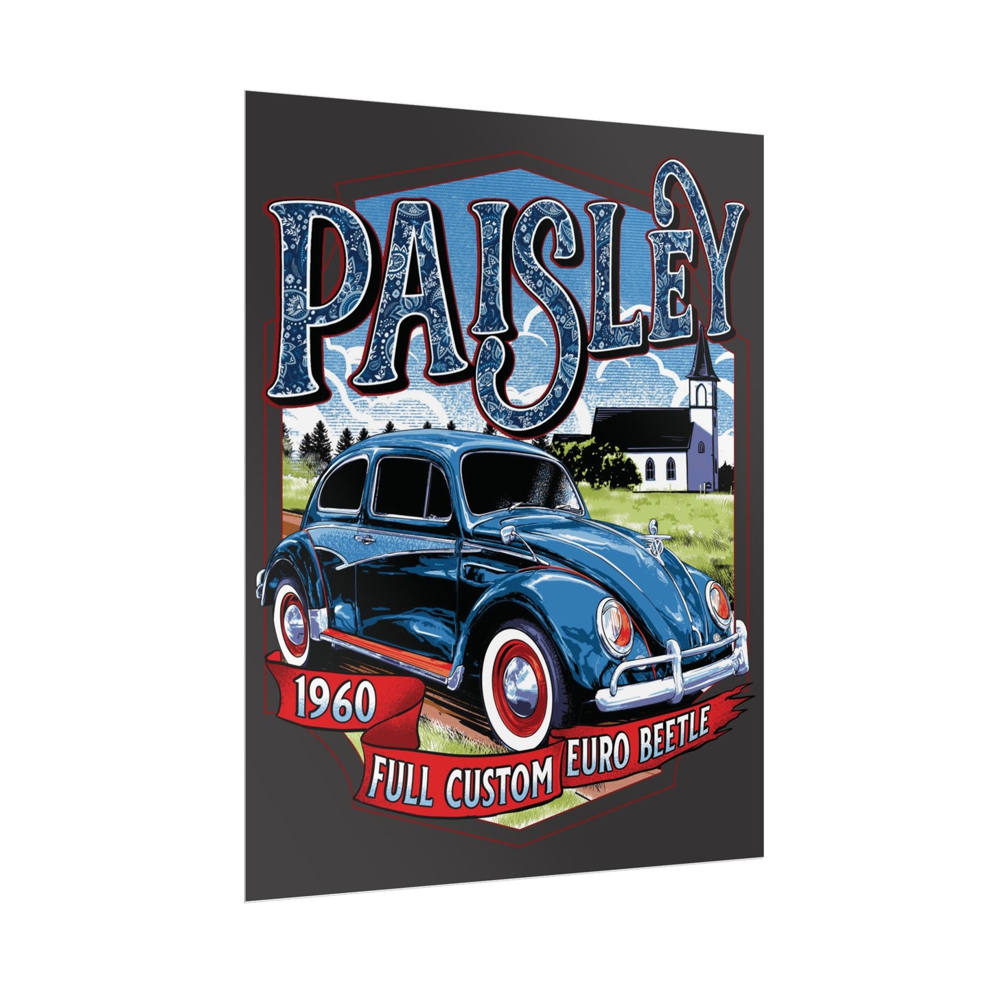 Paisley 1960 Euro Beetle 16x20” Poster