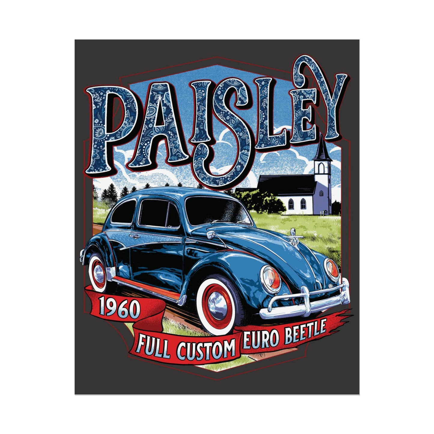 Paisley 1960 Euro Beetle 16x20” Poster