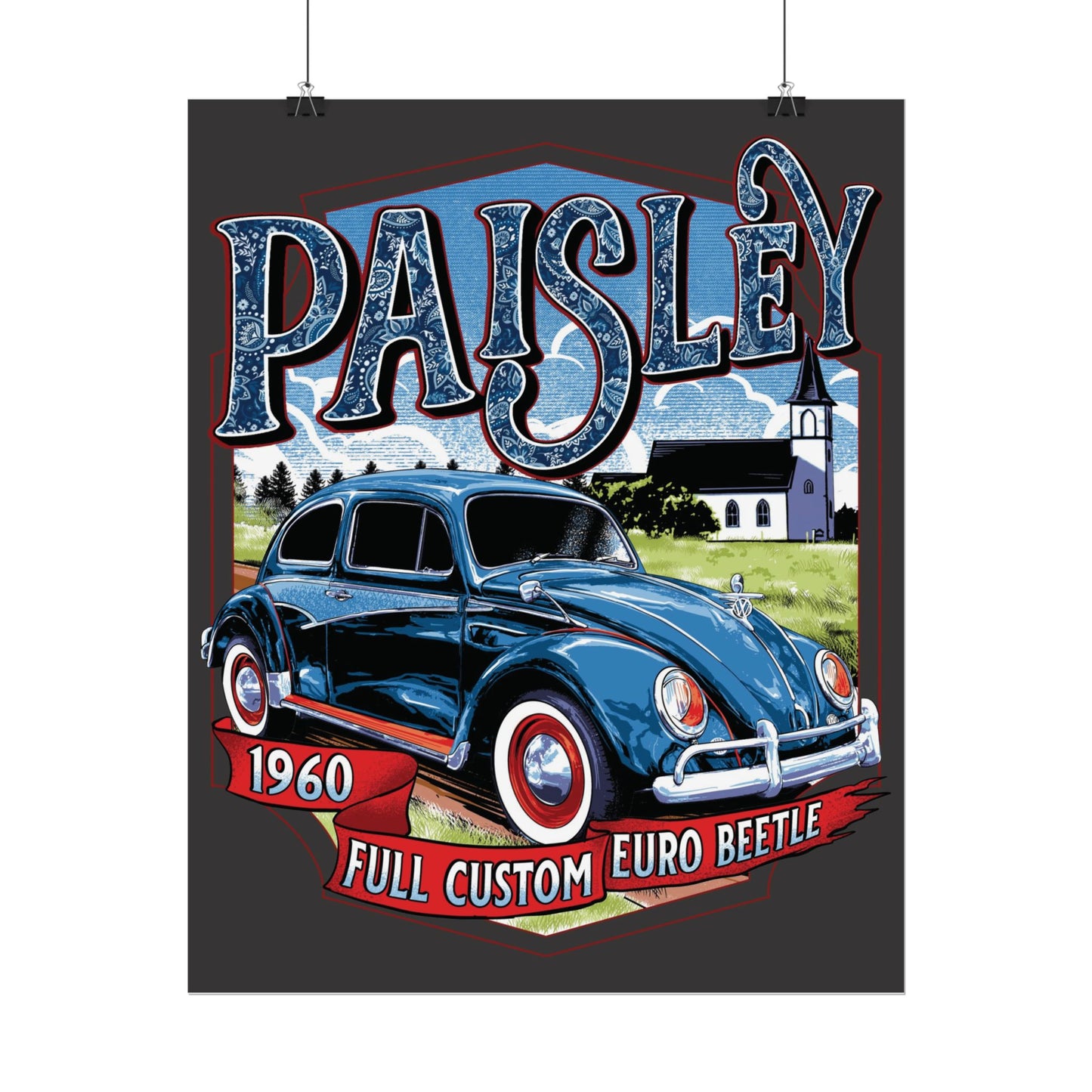 Paisley 1960 Euro Beetle 16x20” Poster
